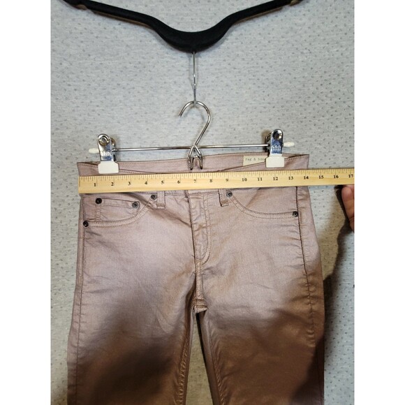 Rag & Bone Rose Metallic Coated Stretch Legging Skinny Jeans Tag 27 Fits 28x27 - Picture 8 of 16